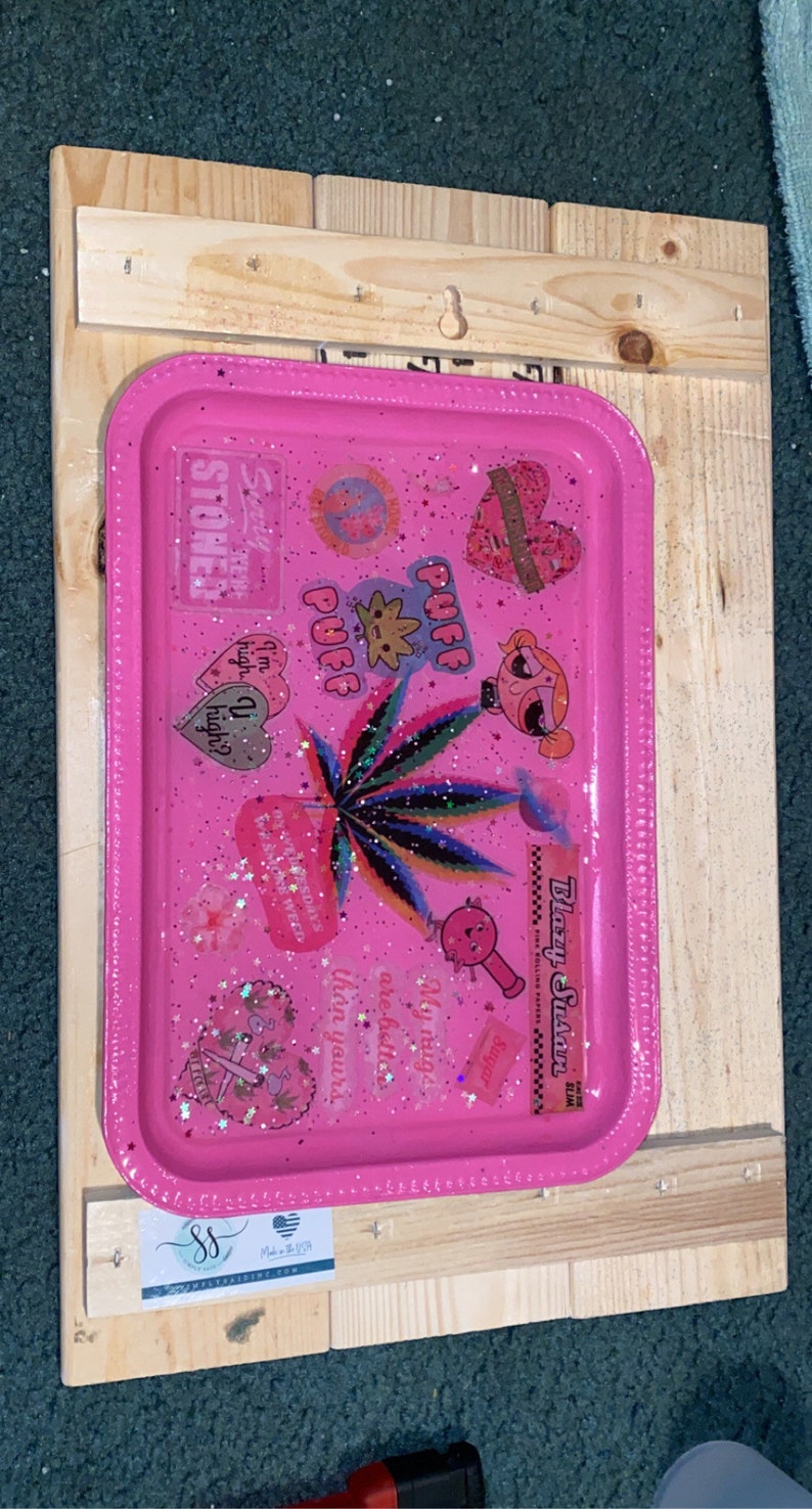 Pink Stoner Aesthetic Metal and Resin Rolling Tray Etsy