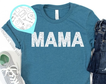 Mama Shirt G-Tube Mom GJ Tube NG Tube Minimalist Design Letters Contain  Accessory Drawings Feeding Tube Mom T-Shirt Tee