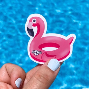 Autocollant G-Tube pour flotteur de piscine flamant rose, bouton micro, maman, été, tube G, maman, tube étanche dessiné à la main, autocollant plage