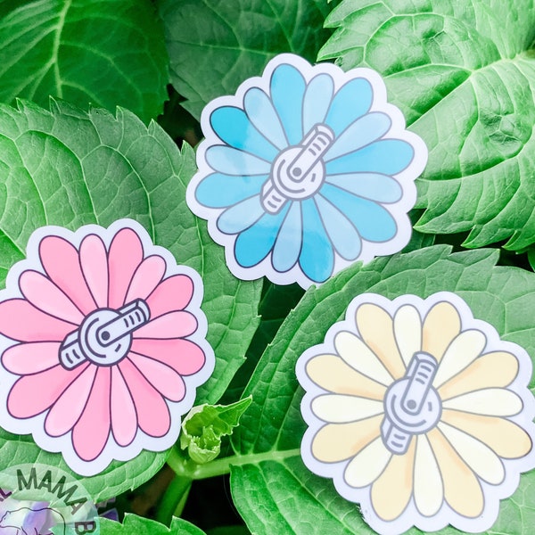 Flower G-Tube STICKER -- Choose Color & Quantity-- Mic-Key Button Tubie Mom G-Tube Mama Hand-Drawn Tube Feeding Decal Water Resistant