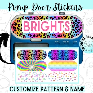 Bright Feeding Pump Door Stickers CHOOSE Pattern Add Name Feeding Tube ...