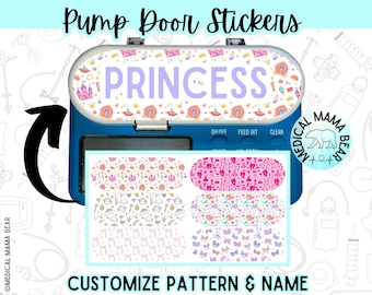 Princess Feeding Pump Door Stickers CHOOSE Pattern Add Name Feeding Tube G-Tube GJ Tube NG Tube Fit Infinity Pump  GTube Accessory Bows