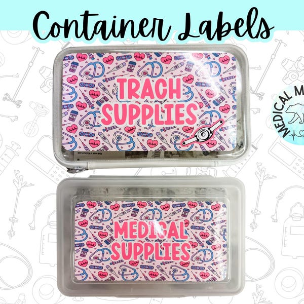 Medical Supplies Label for Container Emergency G-Tube Kit Sticker Hard Zipper Case Decal Pencil Box Sticker NG Tube GJ Tube Trach Supplies