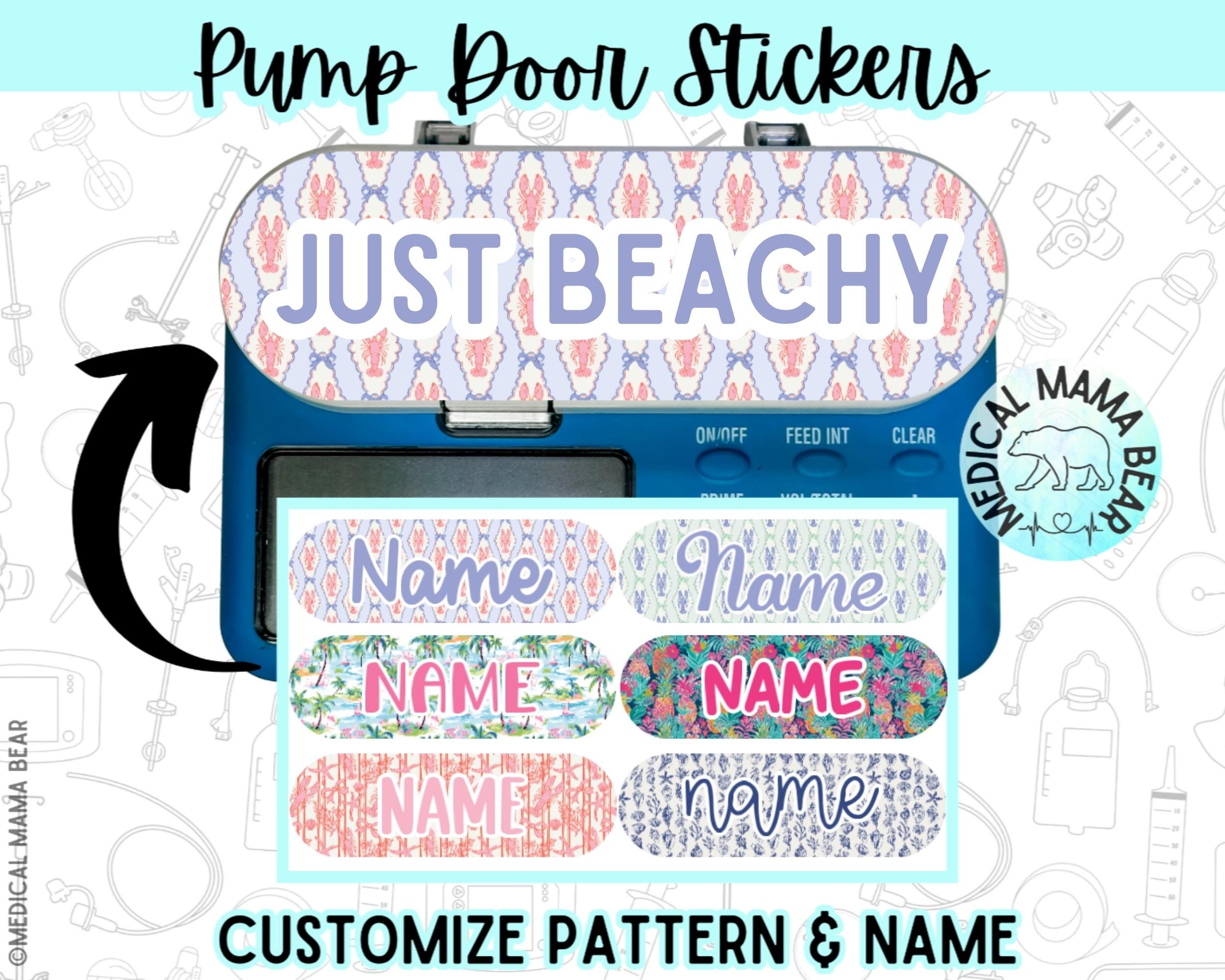 Beach Infinity Pump Door Stickers CHOOSE Pattern Name Feeding Tube G-Tube GJ Tube NG Tube Feeding Pump  GTube Lobster Summer Bows Shell