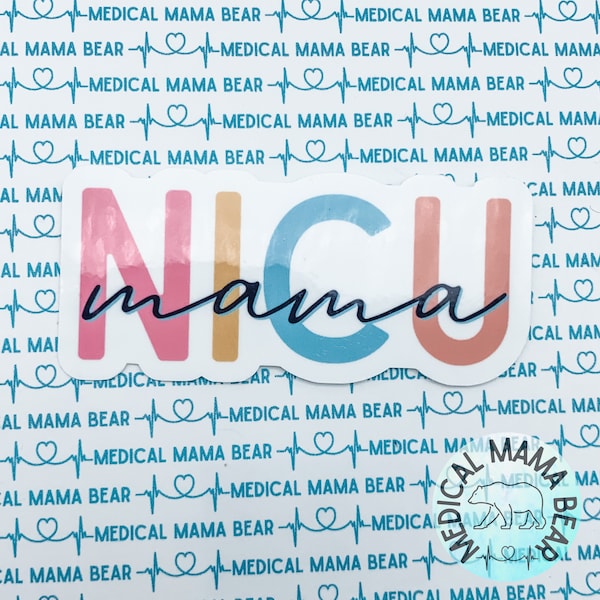 NICU MAMA STICKER Pink Teal Medically Complex Sticker Preemie Mom Neonatal Micropreemie Water Resistant For Cups, Laptops, Etc.