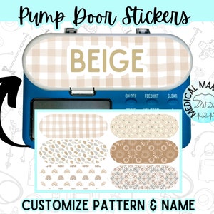 Beige Feeding Pump Door Stickers CHOOSE Pattern Add Name Feeding Tube G-Tube GJ Tube NG Tube Fit Infinity Pump  GTube Accessory Boho