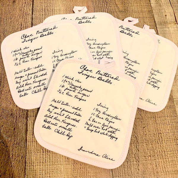 Recipe Hot pads - Custom Pot Holders - Family Recipe Gifts