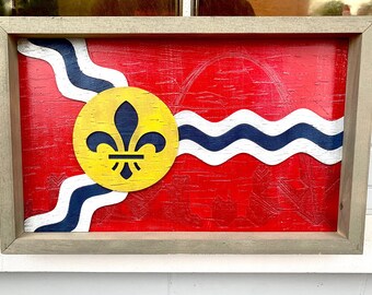 St. Louis Flag Wood Frame