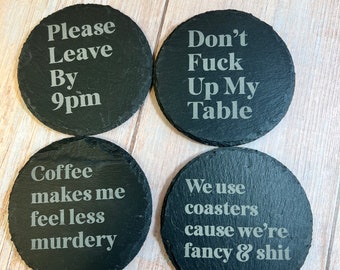 Engraved Slate Coasters - Funny Coasters