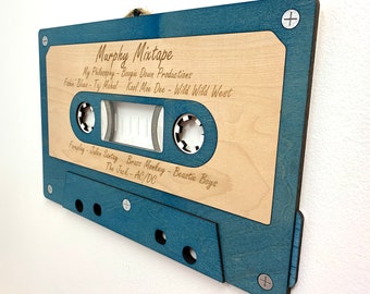 Wood Cassette Tape Personalized Sign - Mix Tape Sign