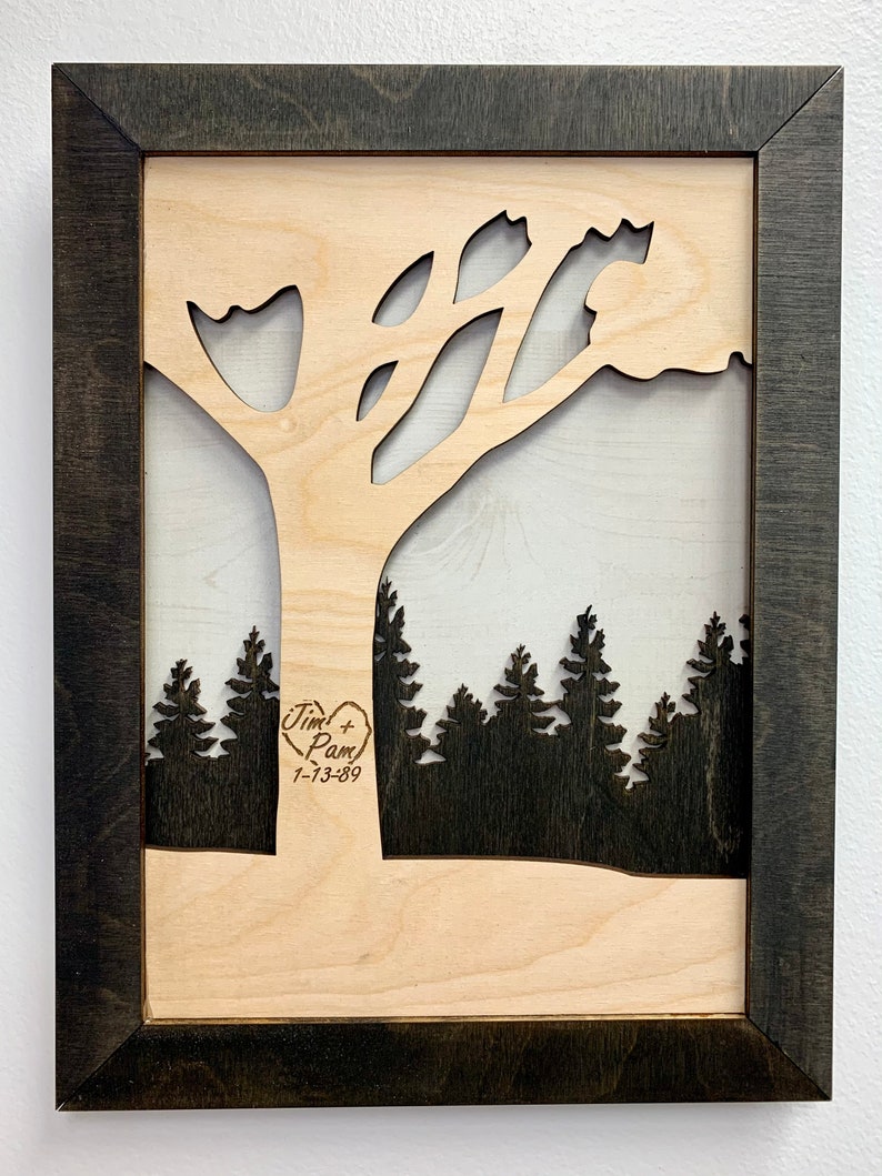 Engraved Wood Frame Names Carved Into a Tree Etsy