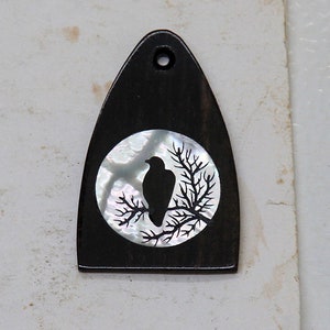 Truss Rod Cover with Raven Silhouette Inlay will fit PRS