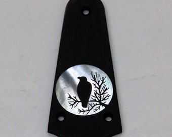 Truss Rod Cover with Raven Silhouette Inlay will fit Taylor 3 Hole