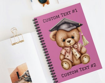 Personalized Kindergarten Graduation Notebook High School Class of 2023 Spiral Book Teddy Bear Diary Custom College Graduate Gift