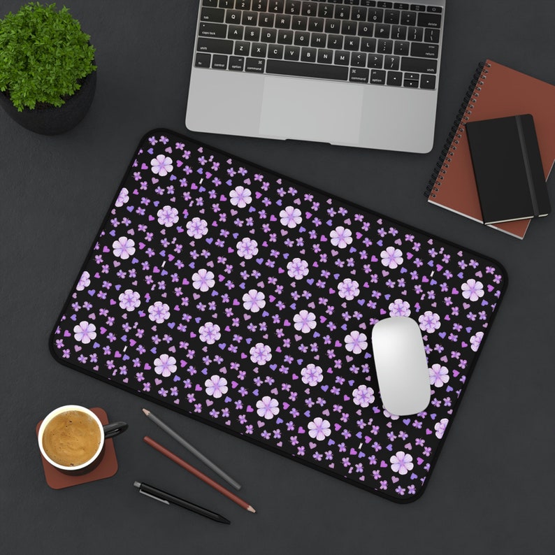 Purple Gaming Mouse Pad Butterfly Desk Mat Flower Mother's Day Gift for ...
