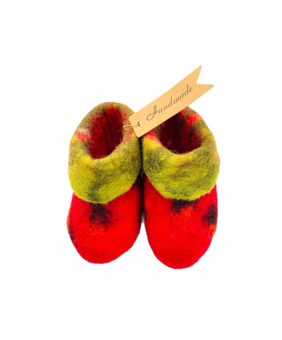 Baby Booties Kids Boiled Wool Slippers Strawberry Fruit Red Green