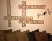 Familiar Scrabble Decoration Tiles-Foam and Veneer wood pieces White Acrilyc letters cut with laser MDF quot Family quot piece