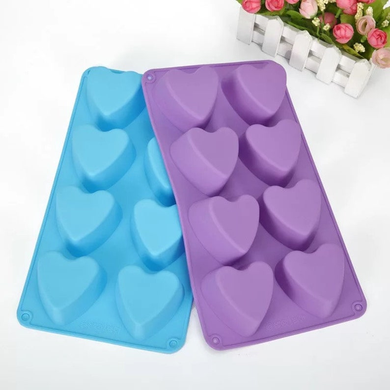 8 cavity heart silicone molds for baking and craft making