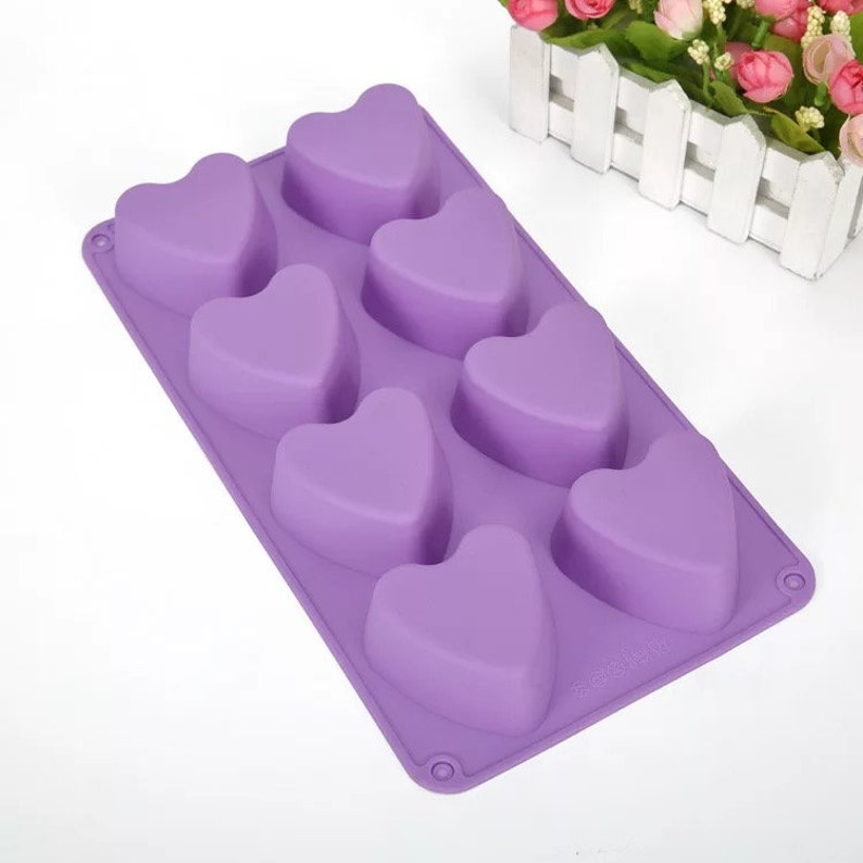 8 cavity heart silicone molds for baking and craft making