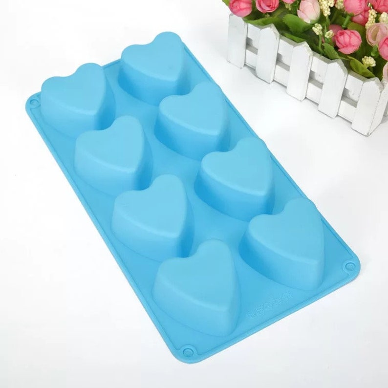 8 cavity heart silicone molds for baking and craft making