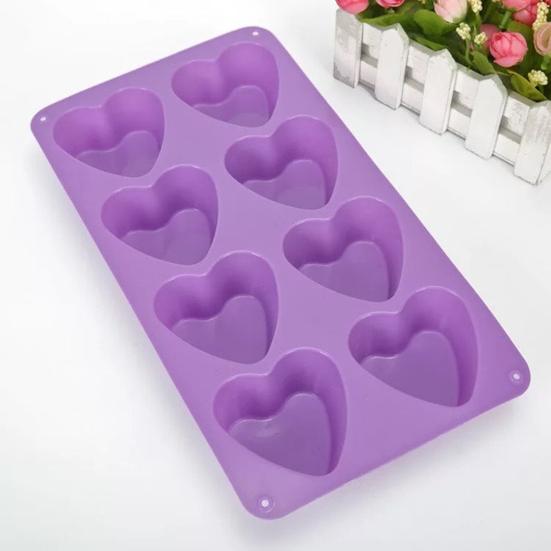 8 cavity heart silicone molds for baking and craft making