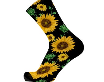 Sunflower Bloom Bamboo Socks. Flower Socks. Garden Socks. Fun Socks. Novelty Socks.