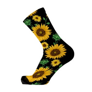 Sunflower Bloom Bamboo Socks. Unisex Socks. Fun Socks. Novelty Socks. Work Socks. Bamboo Clothing.