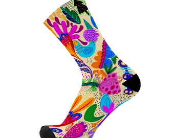 Bloom With A View Bamboo Socks. Novelty Flower Plant Socks.