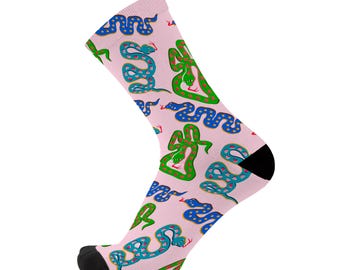Snake Print Bamboo Socks, Novelty Animal Socks