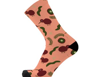Kiwi Be Friends RedFoxSox Bamboo Socks. New Zealand Bird Novelty Souvenir Socks.