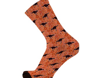 Bamboo fibre Kangaroo socks.Australian animal socks.Aboriginal art socks.Australian souvenirs.Aussie socks