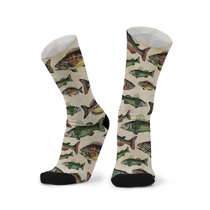 Etwas Fischige Bambussocken. Angelsocken. Fisch Socken. Meer Leben Socken. Neuheit Socken . Lustige Socken.