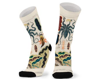 Octoparty Bamboo Socks. Octopus Tentacles Ocean Sea Life Fun Novelty Socks.