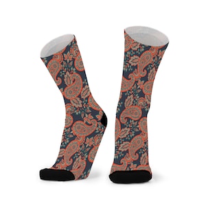 Vintage Paisley Bamboo Socks. Pattern Socks. Fun Socks. Novelty Socks.