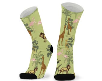 Safari Animal Bamboo Socks, Novelty Print