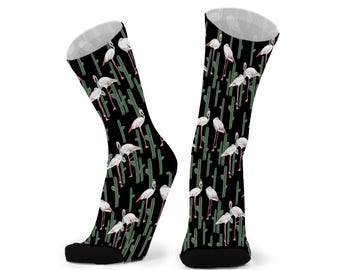 Flamingo Socks: Organic Bamboo, Bird and Cactus Print