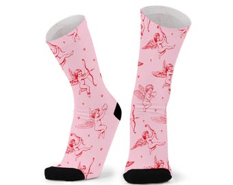 Cherub Crush Bamboo Socks. Valentines Day Cupid Love Socks.