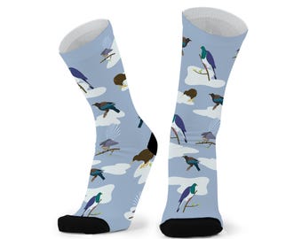 Wings of NZ Larger RedFoxSox Bamboo Socks. Fun Bird New Zealand Souvenir Gift Socks.