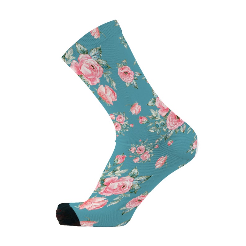 Vintage Rose Bamboo Socks. Floral Socks. Pink and Blue Socks. - Etsy