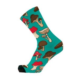 Mushroom Fields Bamboo Socks. Fungi Socks. Toadstool Socks. Plant Socks. Novelty Socks. Fun Socks.