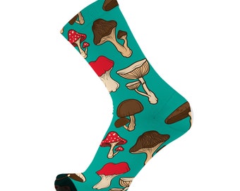 Mushroom Fields Bamboo Socks. Fungi Socks. Toadstool Socks. Plant Socks. Novelty Socks. Fun Socks.