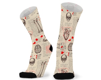 Organogram Anatomical Bamboo Socks. Fun Anatomy, Skull and Organ Socks.