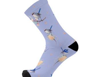 Calcetines de bambú de reyezuelo azul, recuerdo de ave australiana