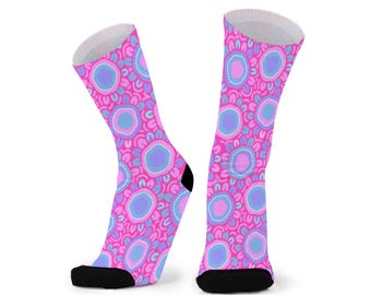 Rock Pools Australian Indigenous Art Bamboo Socks. Aboriginal Art Socks. Souvenir.