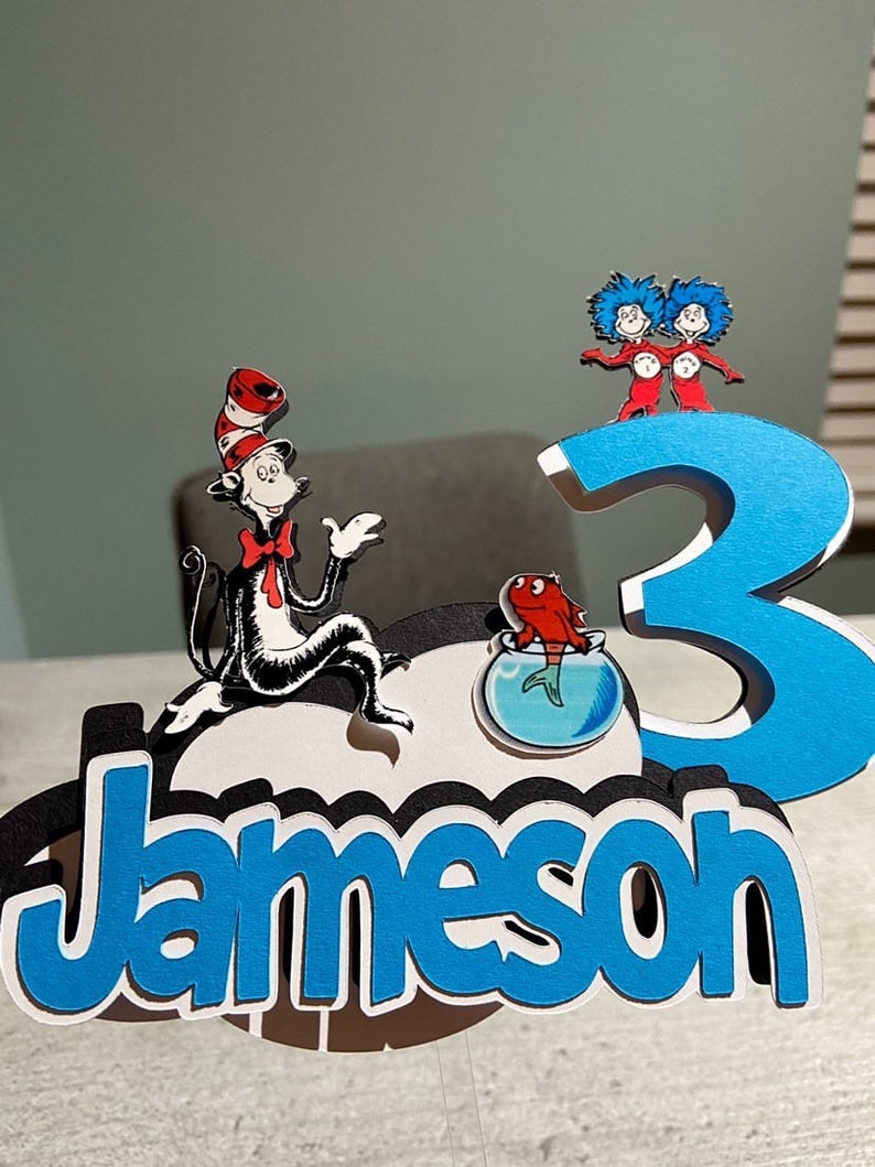 3D The cat in the hat cake topper | Etsy