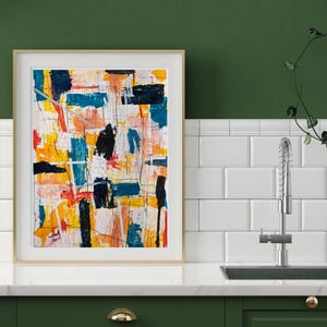 Pittura originale astratta in acrilico, arte moderna da parete su carta