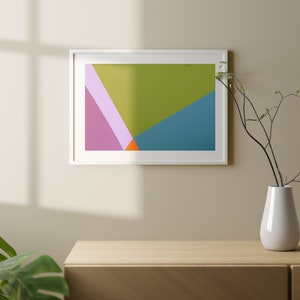 Impressão de arte geométrica minimalista: decoração de parede moderna e colorida (download digital)