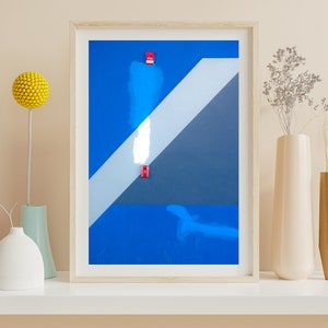 Minimalist Blue Wall Art Print: Modern Architecture Photography (Digital Download)