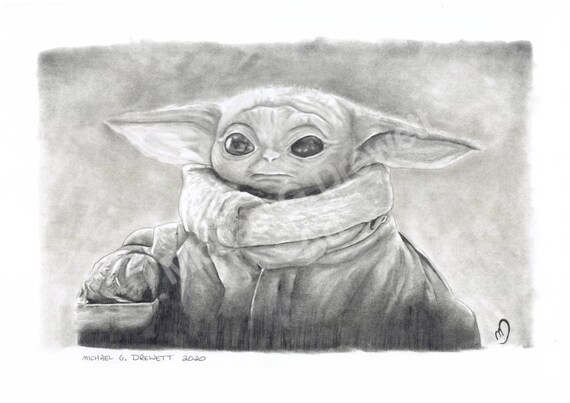 Baby Yoda The Mandalorian Pencil Sketch Print Etsy Baby Yoda The Mandalorian Pencil Sketch Print Etsy