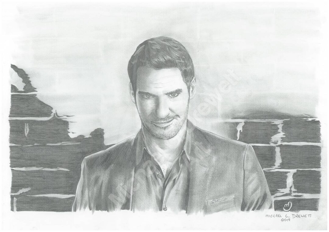 Lucifer DC Pencil Sketch Portrait Print on Framed Canvas Etsy Australia